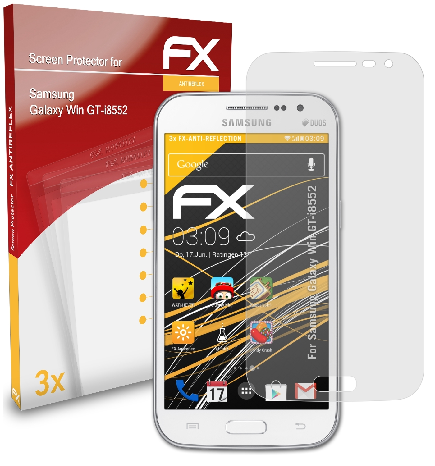 ATFOLIX 3x (GT-i8552)) Win Samsung Displayschutz(für Galaxy FX-Antireflex