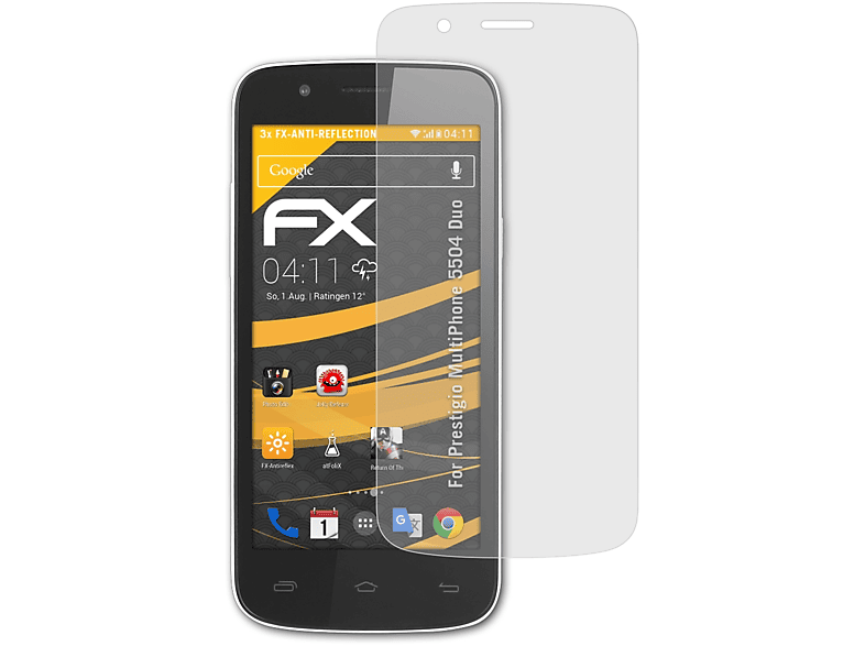 ATFOLIX 3x FX-Antireflex Displayschutz(für Prestigio MultiPhone 5504 Duo)