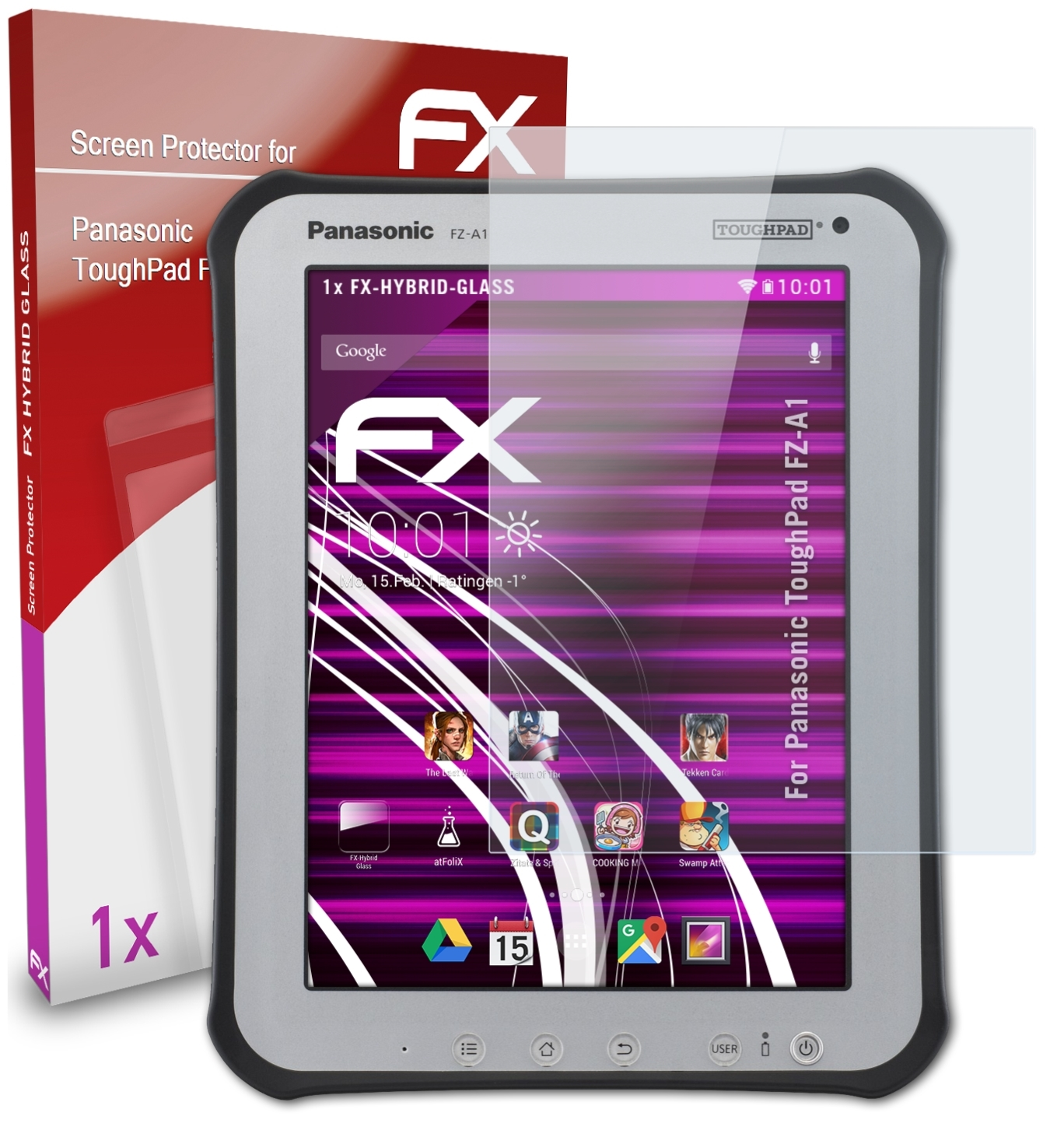 Schutzglas(für ATFOLIX FZ-A1) Panasonic ToughPad FX-Hybrid-Glass