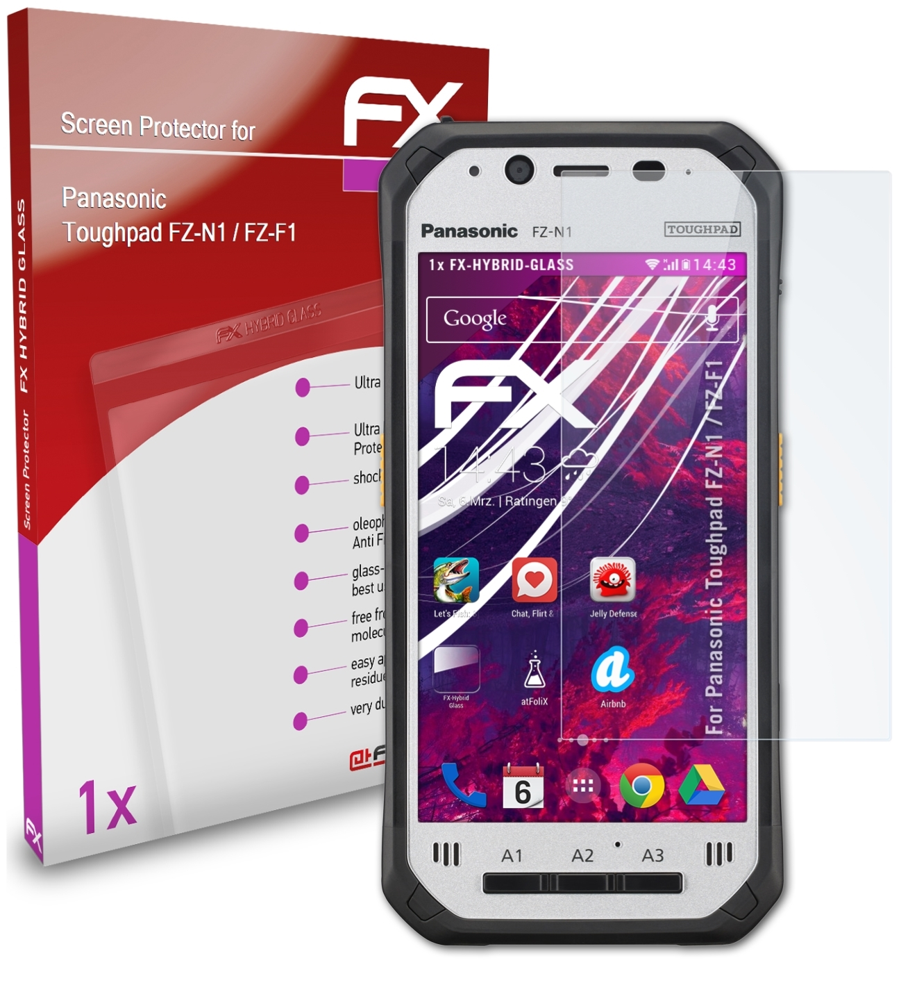 ATFOLIX FX-Hybrid-Glass / FZ-F1) FZ-N1 Panasonic Toughpad Schutzglas(für