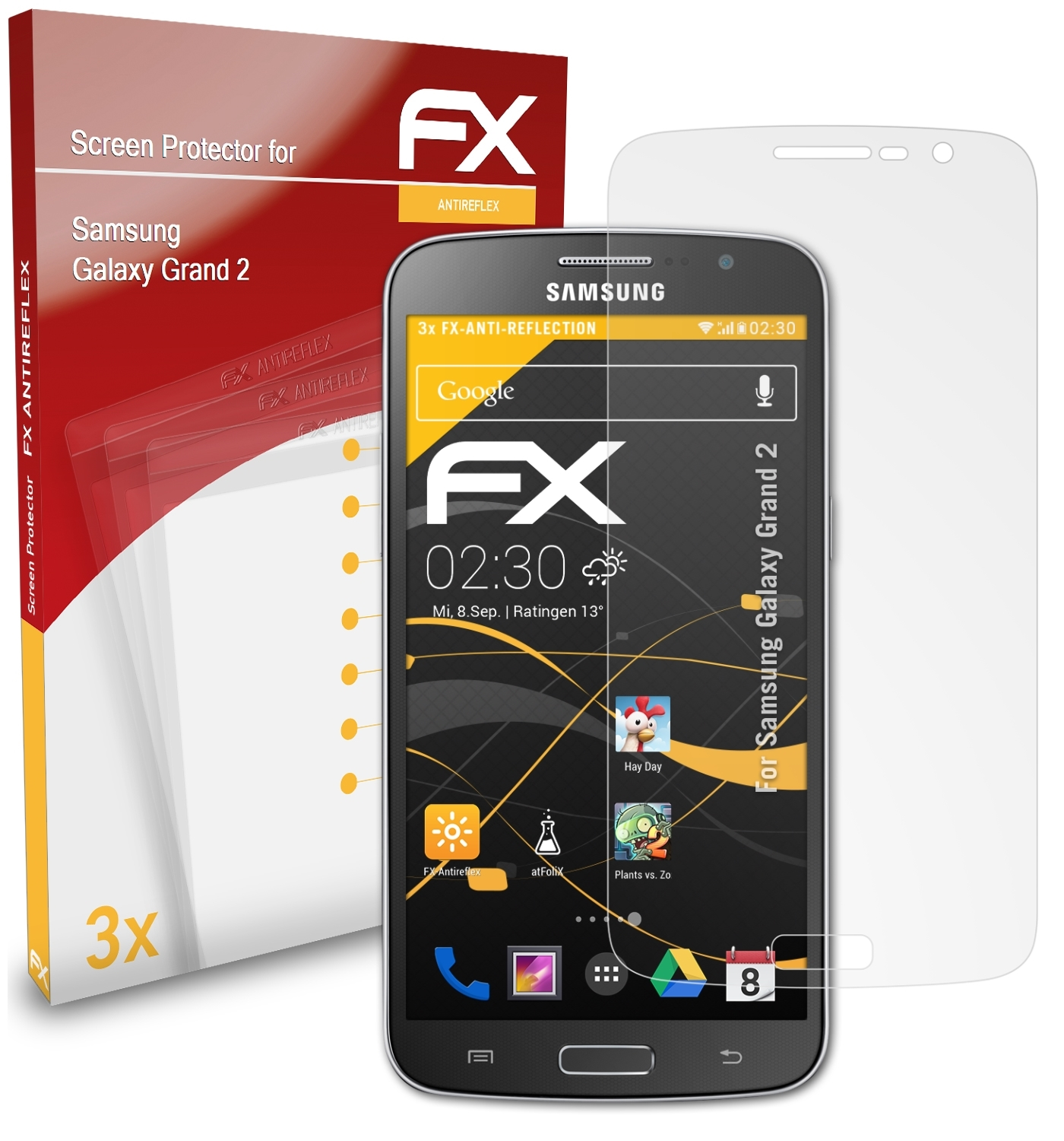 2) ATFOLIX Grand 3x Samsung FX-Antireflex Galaxy Displayschutz(für