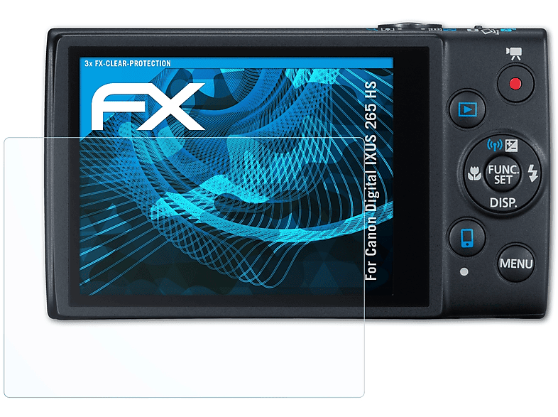 ATFOLIX 3x FX-Clear Displayschutz(für Canon Digital IXUS HS) 265
