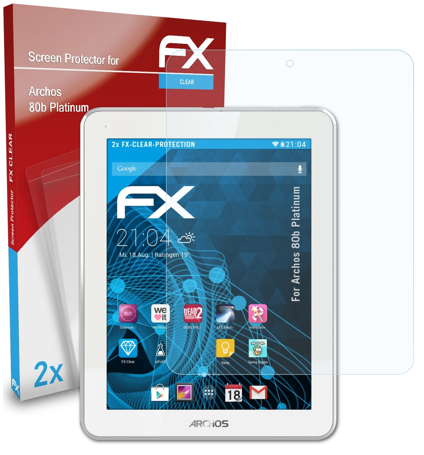 ATFOLIX 2x FX-Clear 80b Displayschutz(für Platinum) Archos