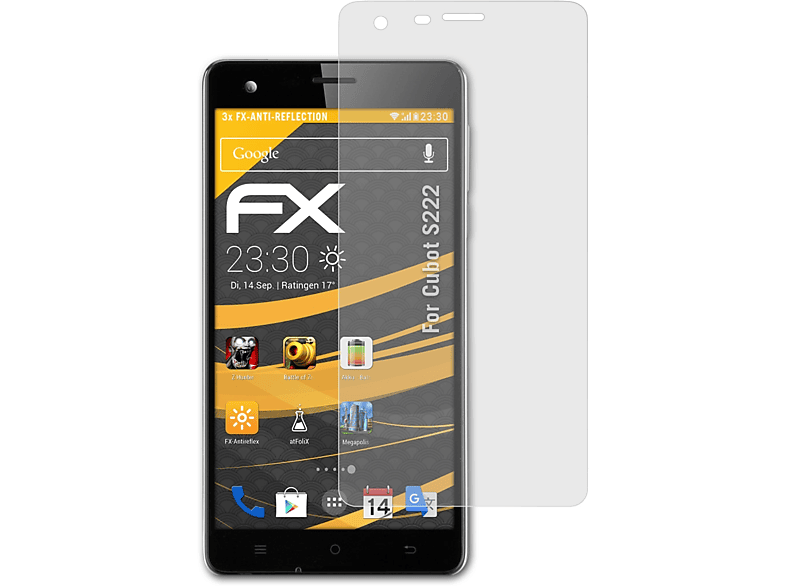 ATFOLIX 3x FX-Antireflex Displayschutz(für Cubot S222)