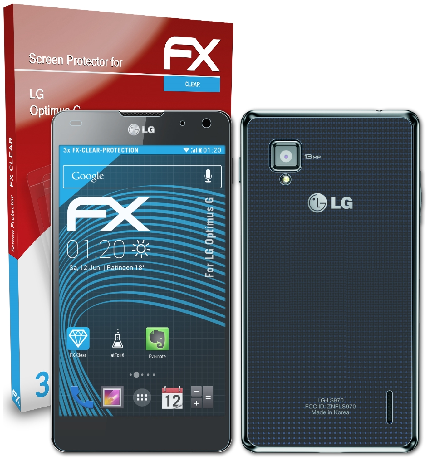 ATFOLIX 3x FX-Clear G) Optimus LG Displayschutz(für