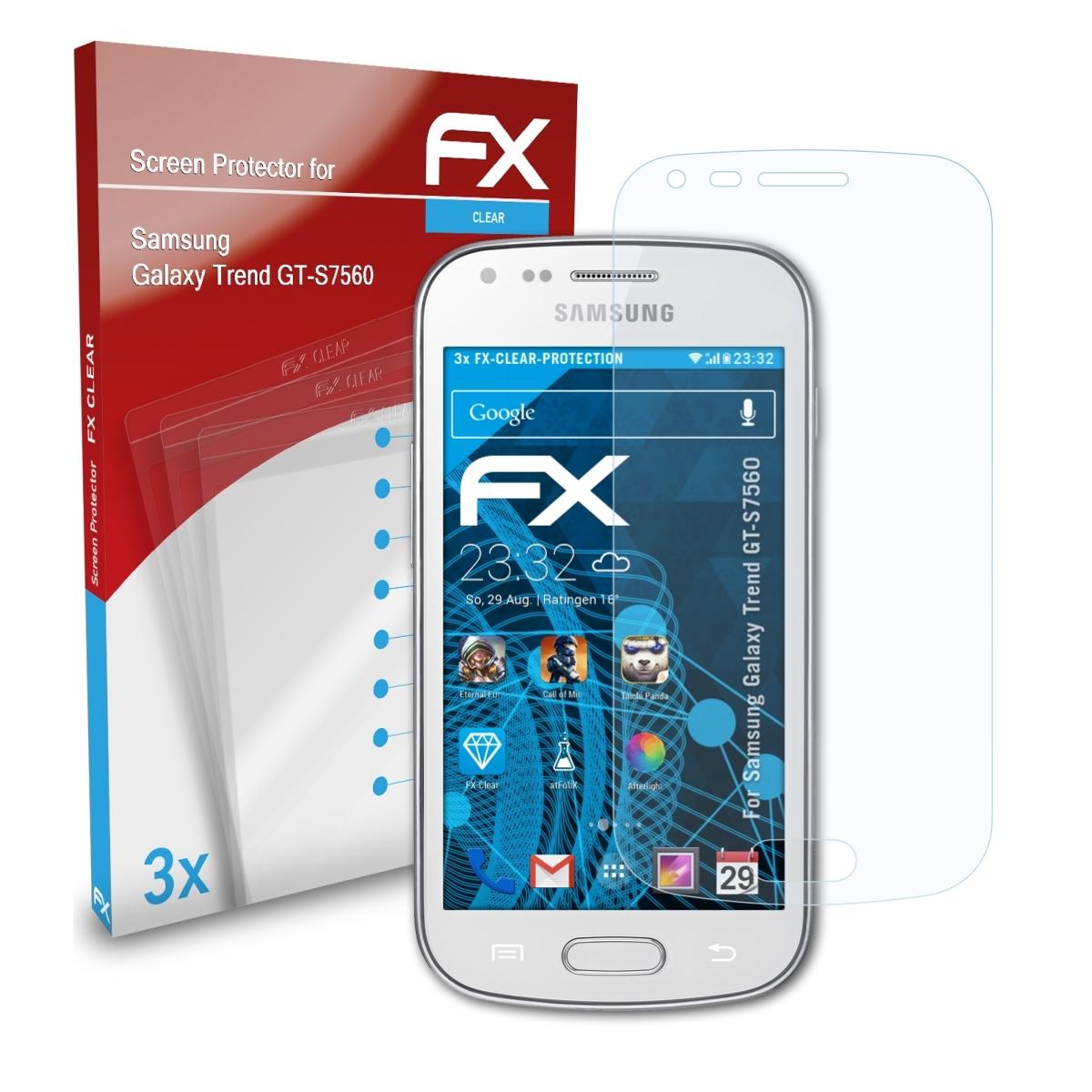 Trend (GT-S7560)) 3x Samsung Displayschutz(für ATFOLIX Galaxy FX-Clear