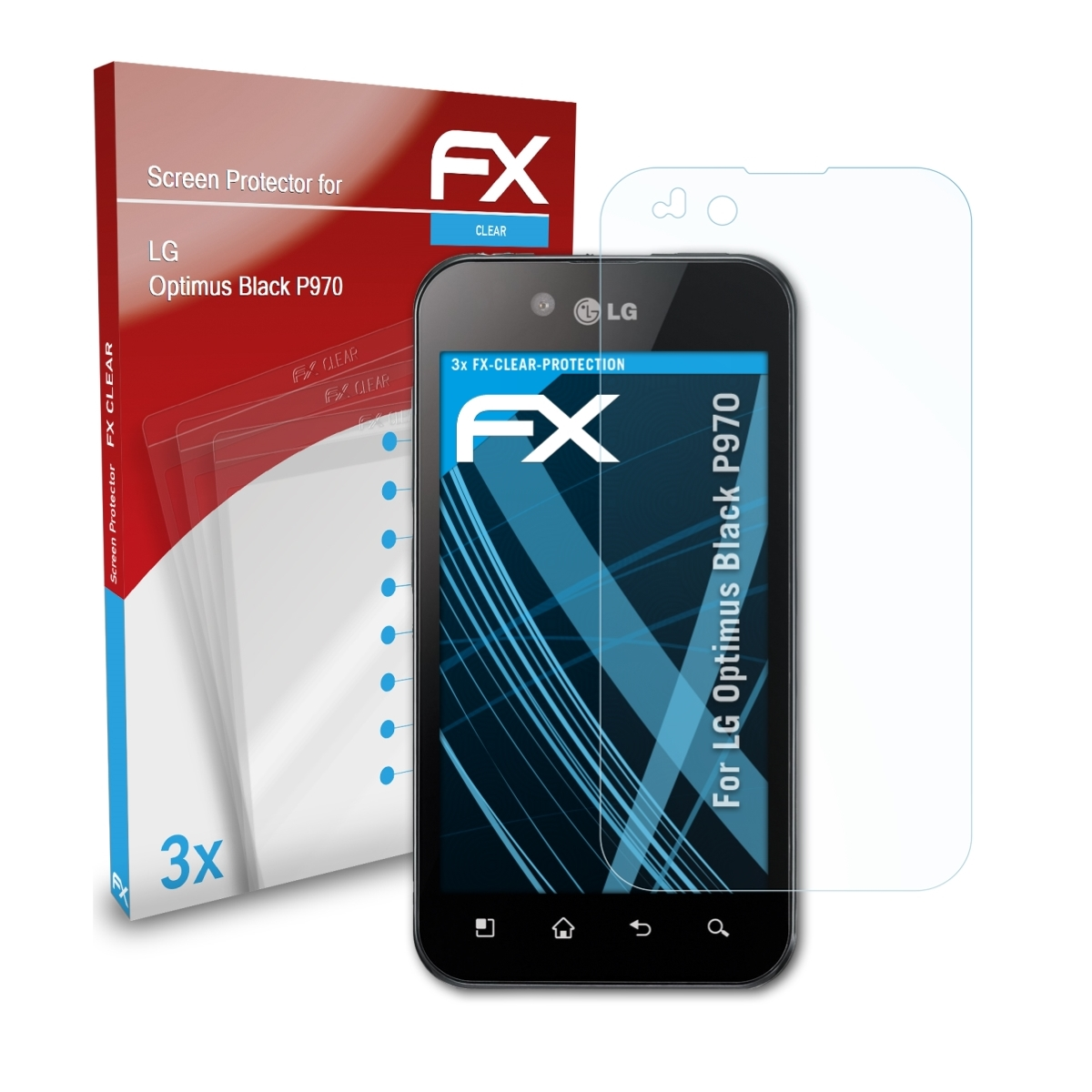 ATFOLIX 3x FX-Clear Displayschutz(für LG (P970)) Black Optimus