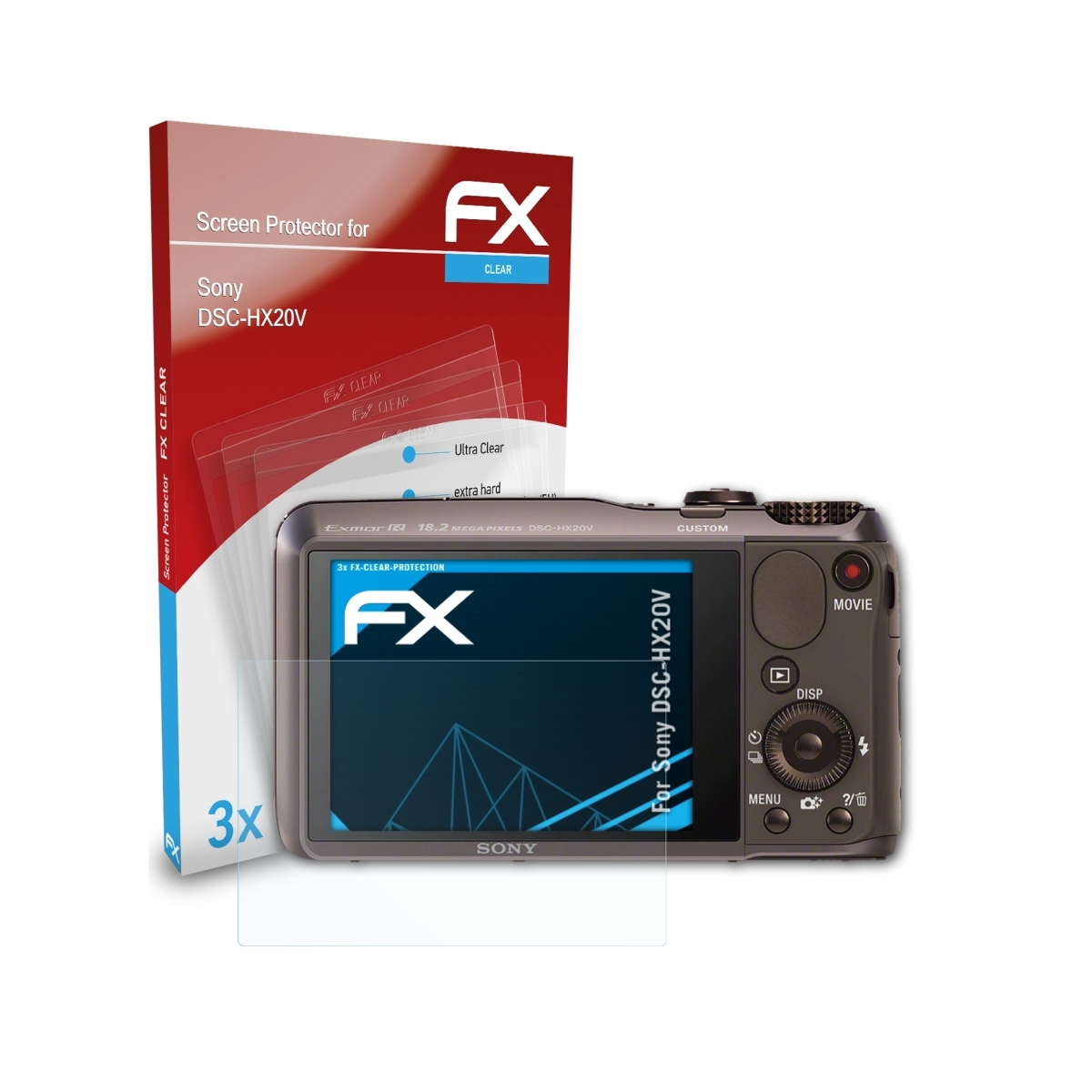 DSC-HX20V) Sony FX-Clear Displayschutz(für 3x ATFOLIX