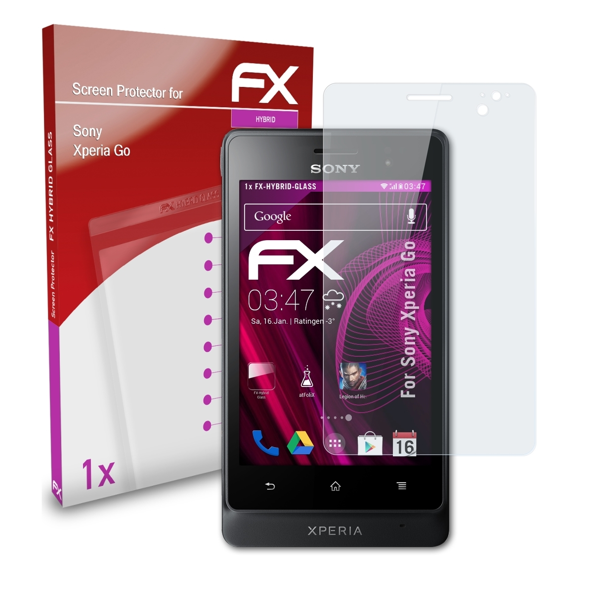 ATFOLIX FX-Hybrid-Glass Schutzglas(für Sony Xperia Go)