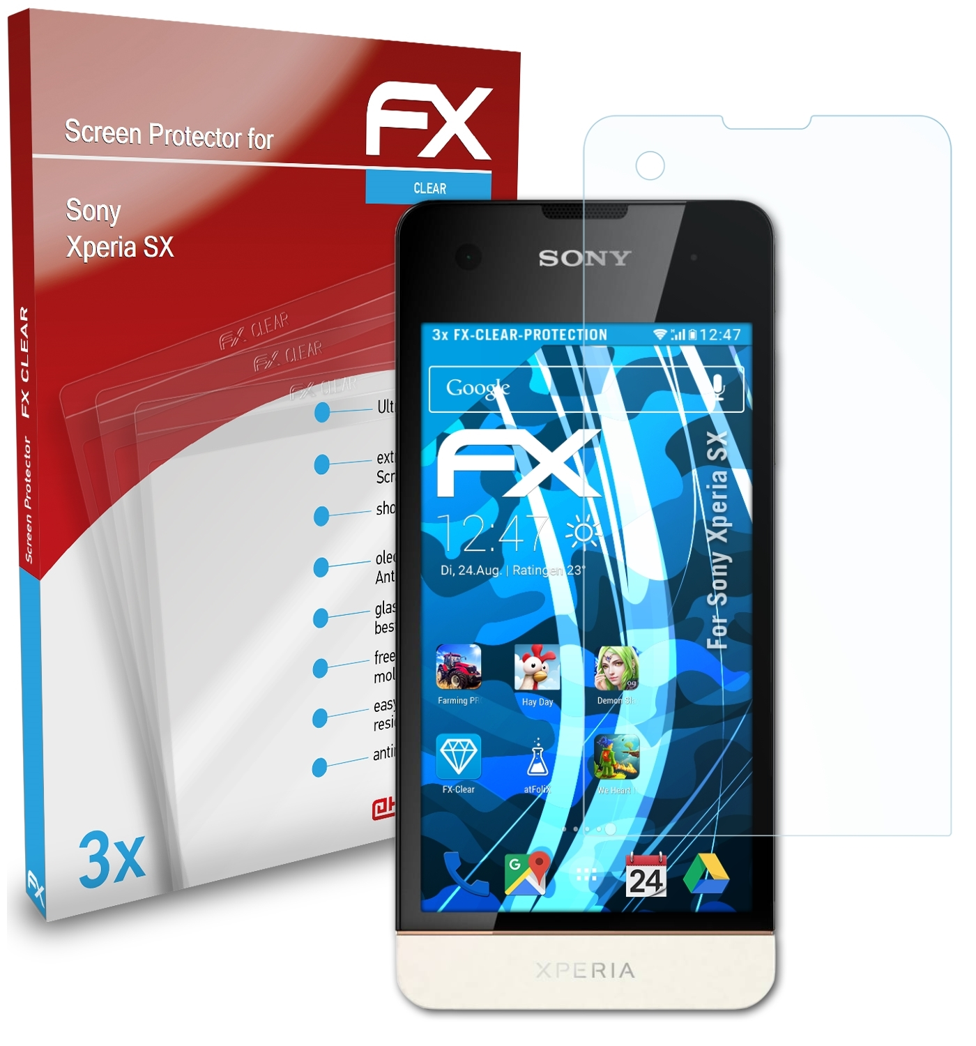 Displayschutz(für Sony FX-Clear SX) Xperia ATFOLIX 3x