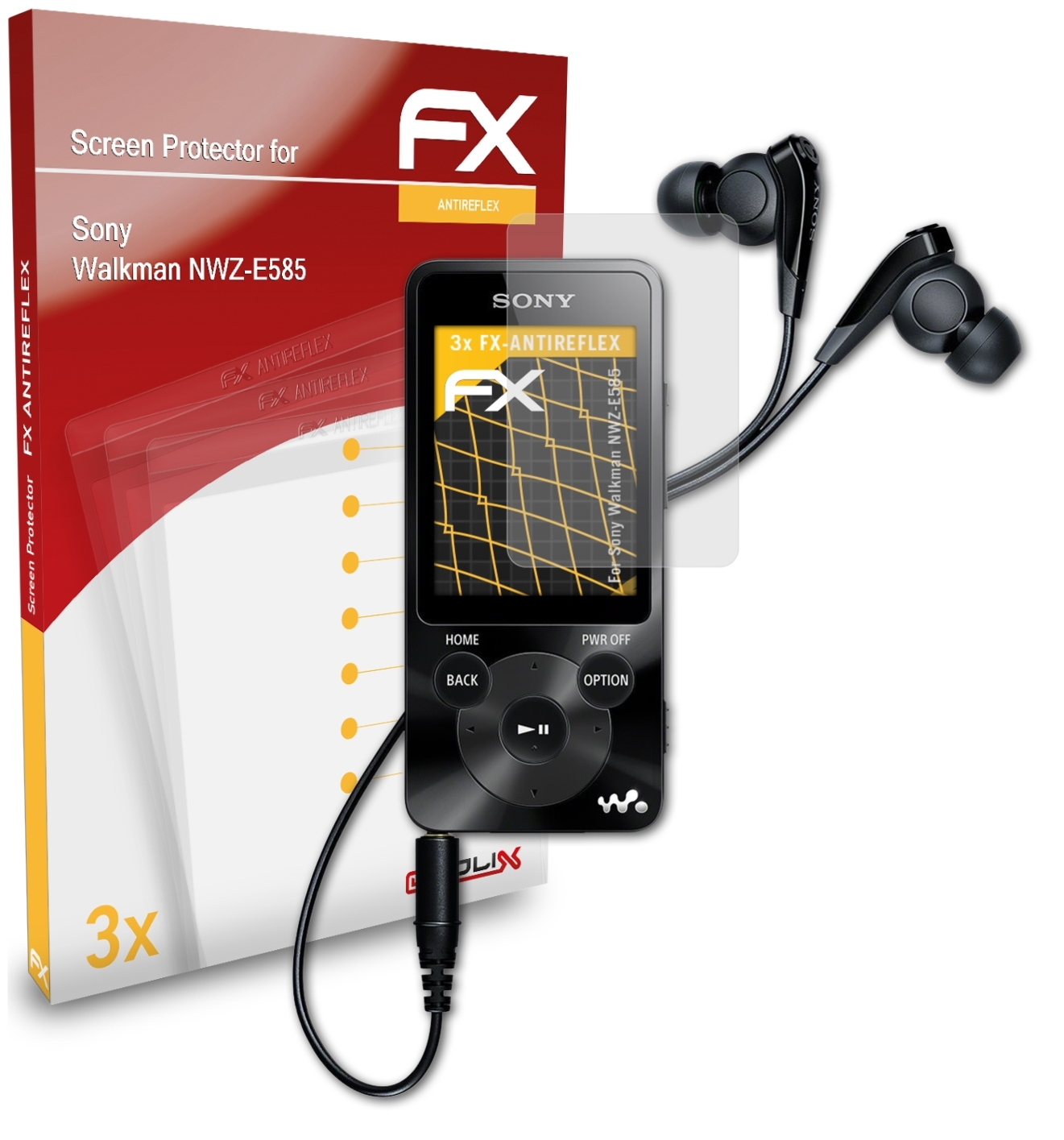 3x FX-Antireflex NWZ-E585) Walkman Displayschutz(für Sony ATFOLIX