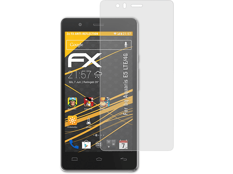 ATFOLIX 3x FX-Antireflex Displayschutz(für bq Aquaris E5 LTE/4G)