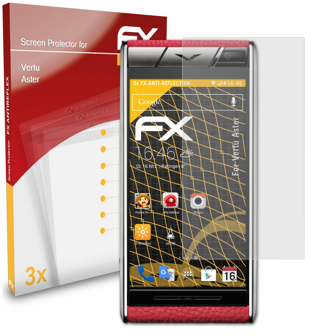 ATFOLIX 3x FX-Antireflex Displayschutz(für Vertu Aster)