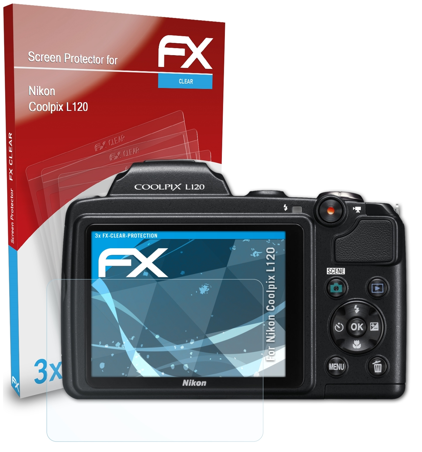 ATFOLIX Displayschutz(für Coolpix L120) FX-Clear Nikon 3x