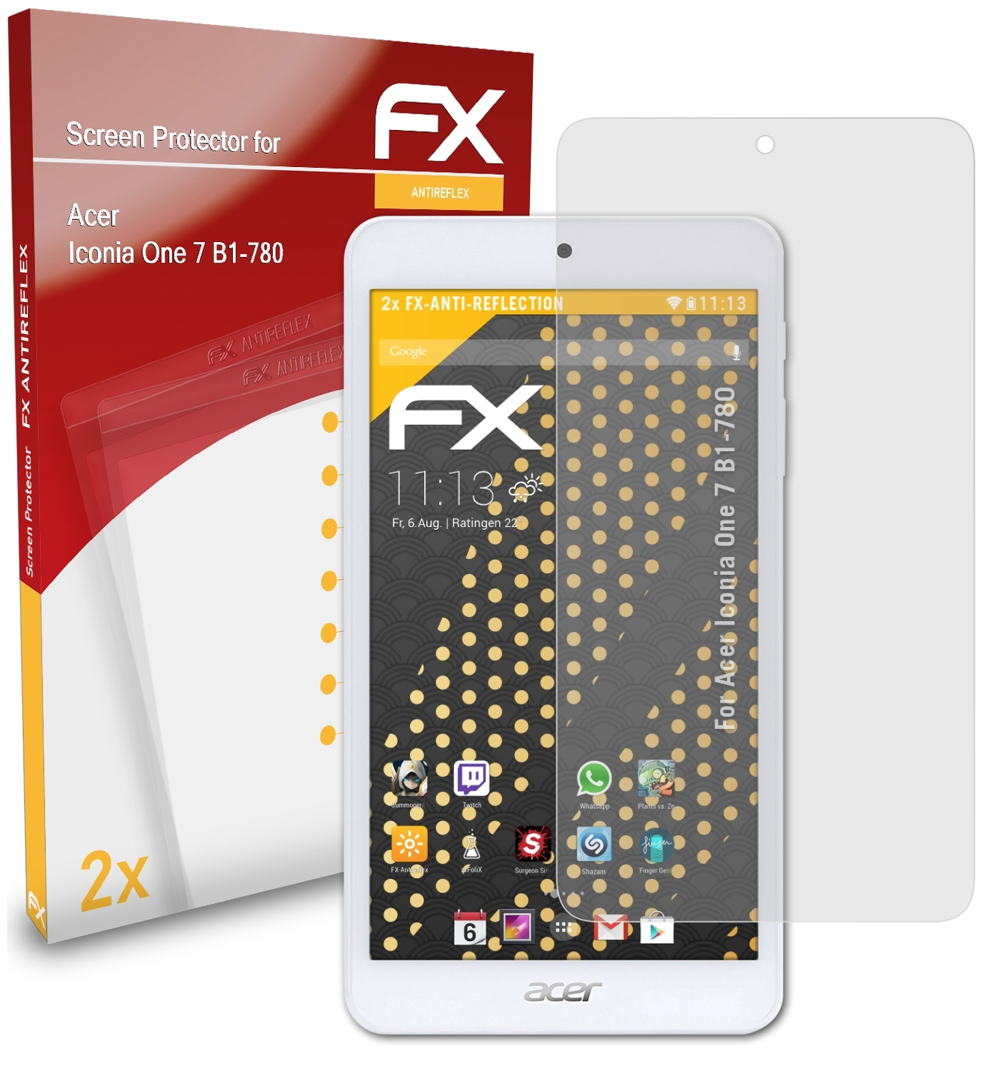 ATFOLIX 2x FX-Antireflex Displayschutz(für 7 One Iconia (B1-780)) Acer