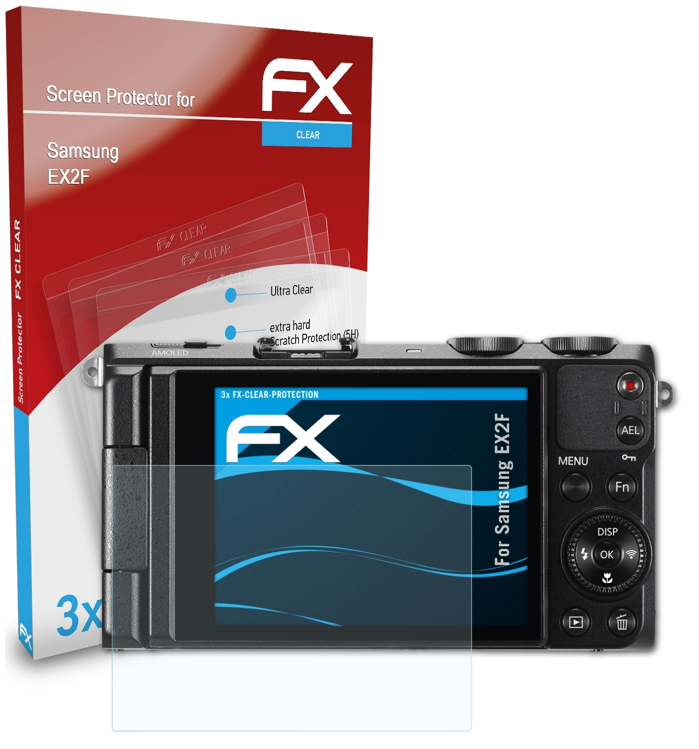 ATFOLIX Samsung EX2F) 3x FX-Clear Displayschutz(für