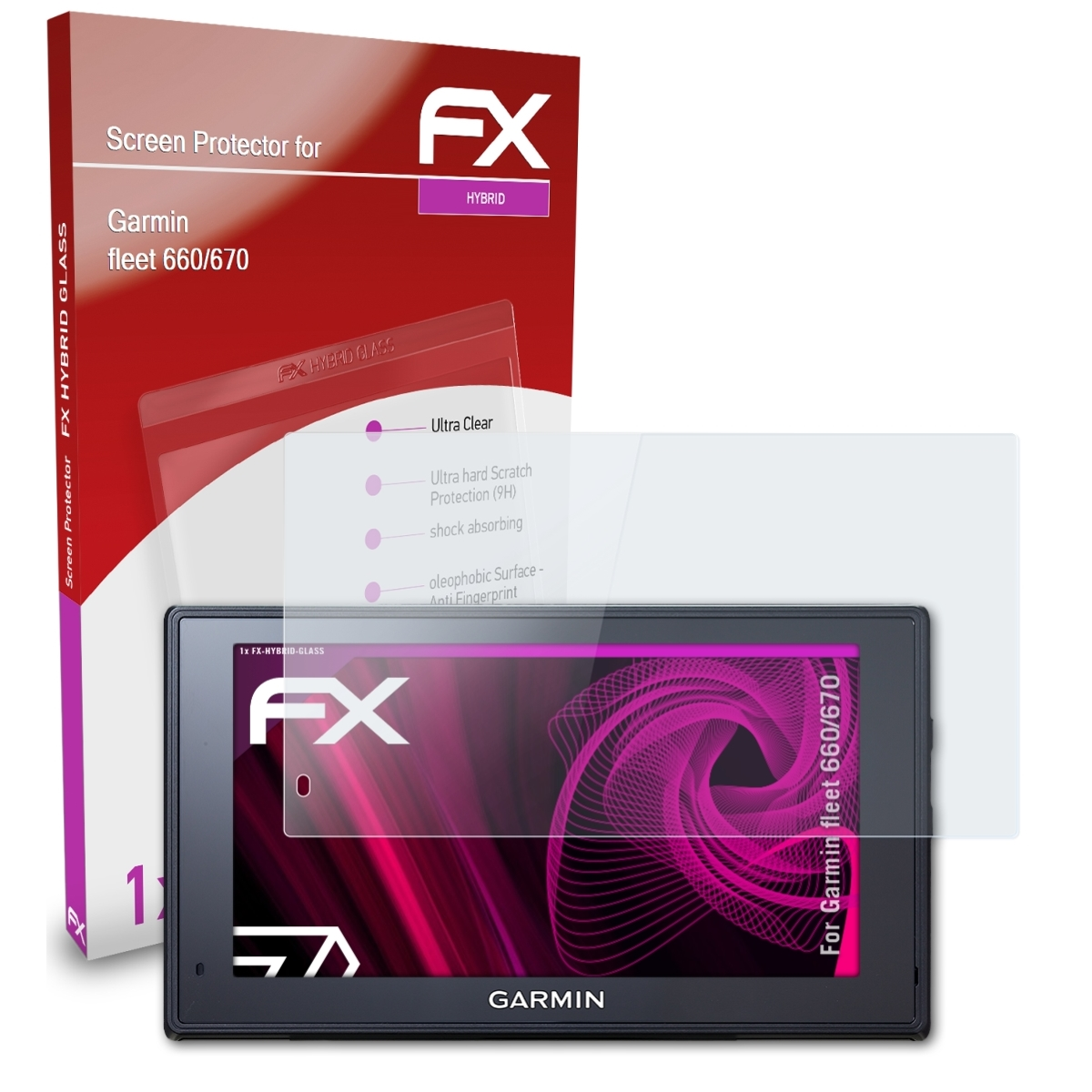 FX-Hybrid-Glass ATFOLIX Schutzglas(für 660/670) fleet Garmin