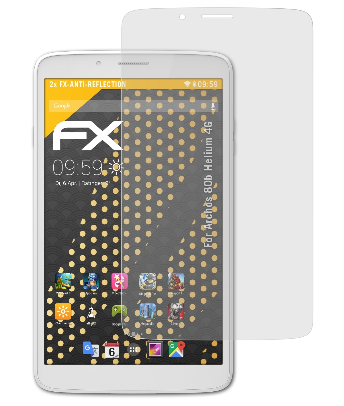 ATFOLIX 2x FX-Antireflex Displayschutz(für Archos Helium 80b 4G)