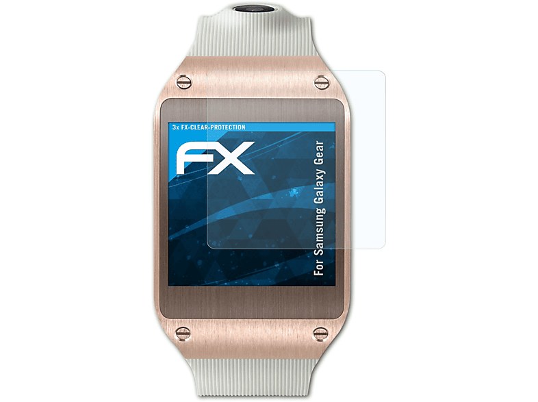 ATFOLIX 3x FX-Clear Displayschutz(für Samsung Galaxy Gear) | Smartwatch Schutzfolien & Gläser