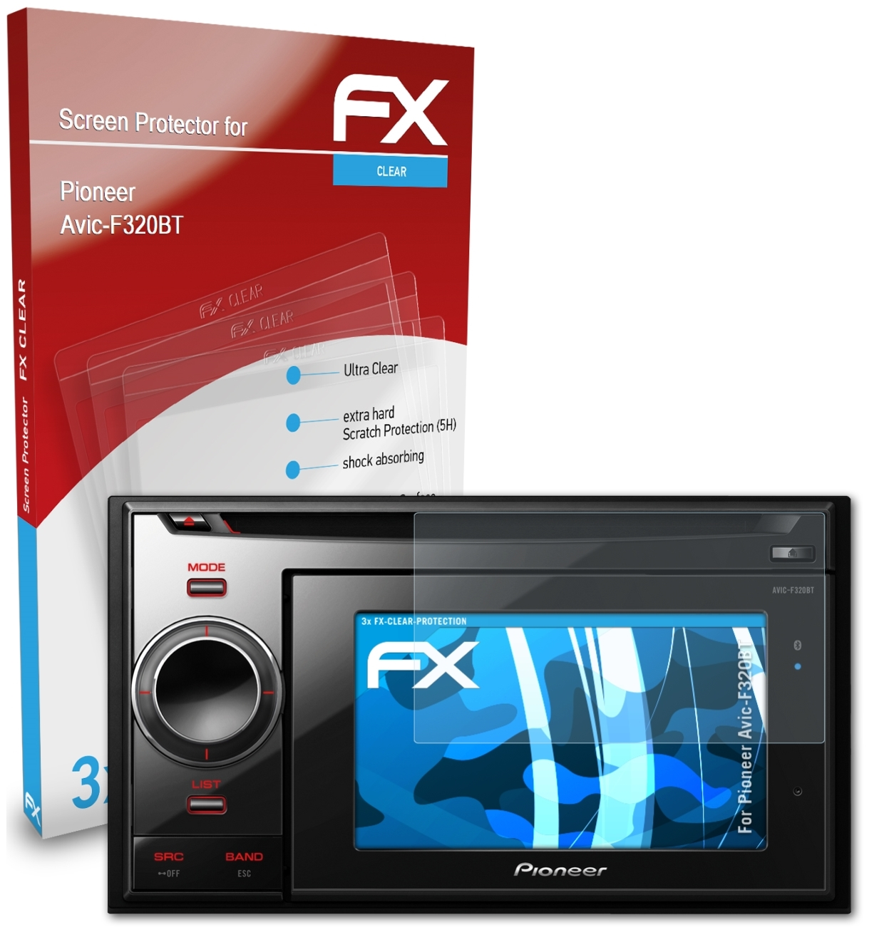 Pioneer FX-Clear 3x Avic-F320BT) Displayschutz(für ATFOLIX