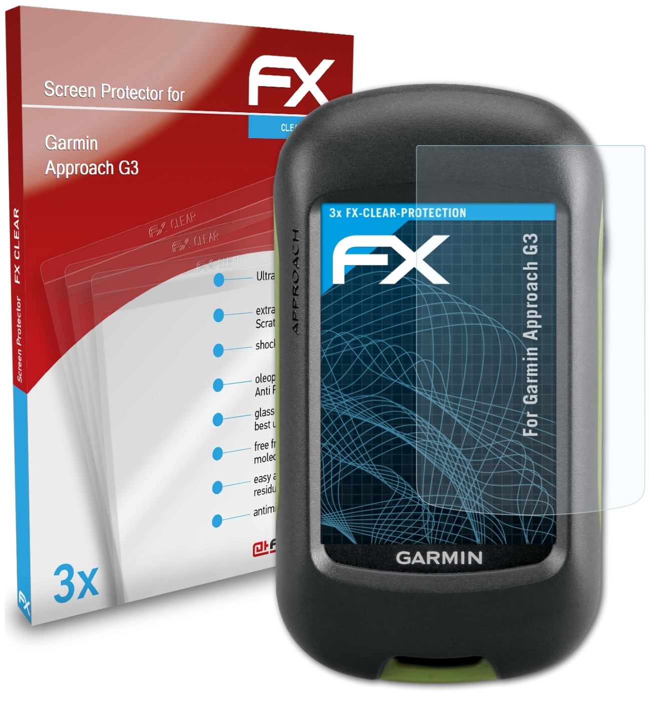 ATFOLIX 3x FX-Clear Displayschutz(für G3) Garmin Approach