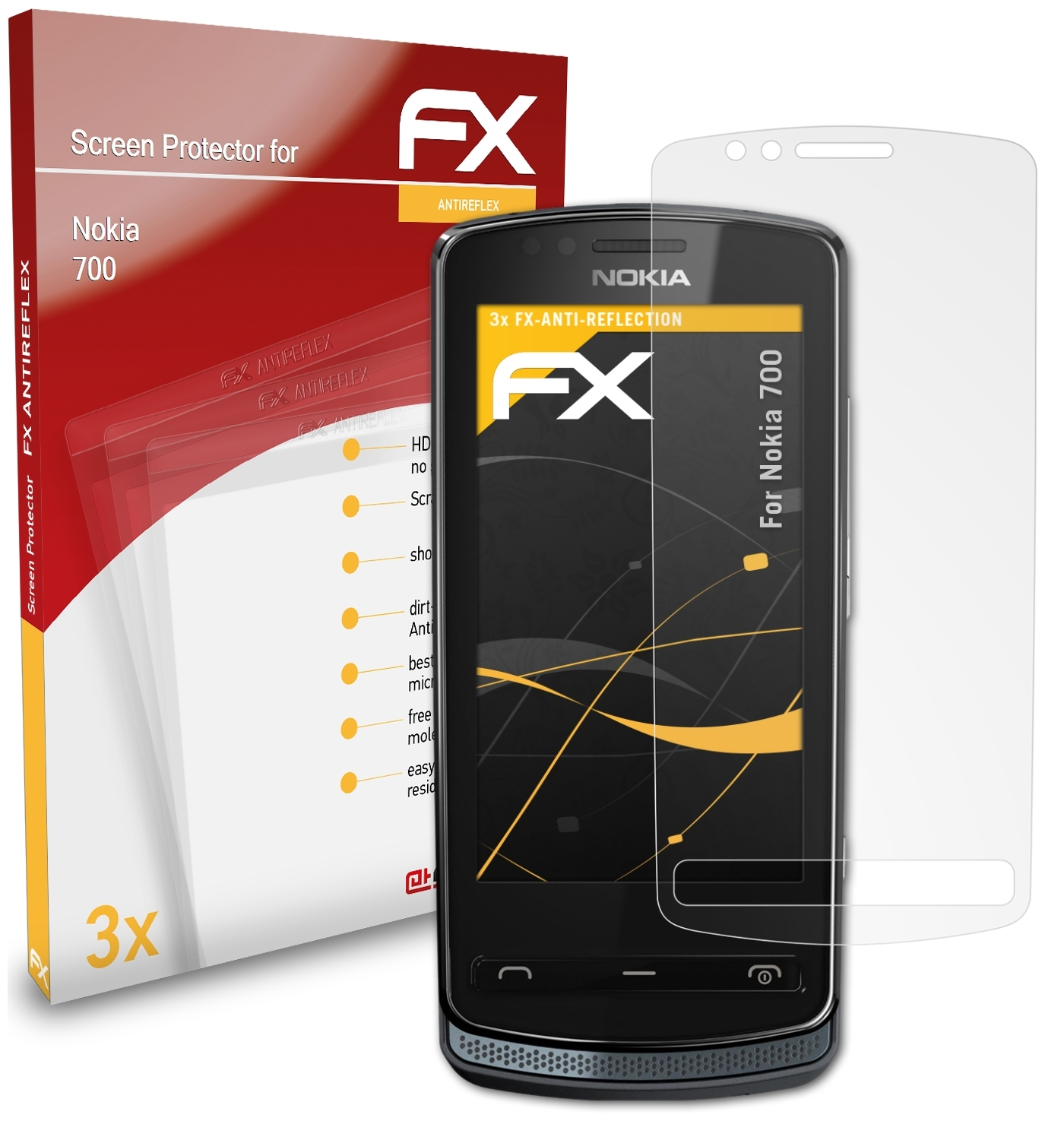 ATFOLIX 3x FX-Antireflex Displayschutz(für Nokia 700)