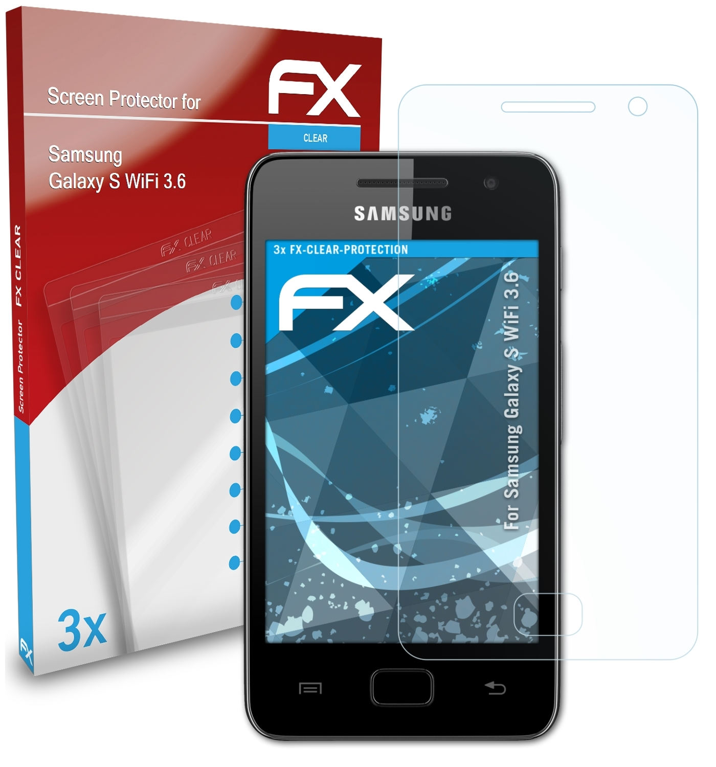 ATFOLIX 3x FX-Clear Displayschutz(für Samsung S WiFi 3.6) Galaxy