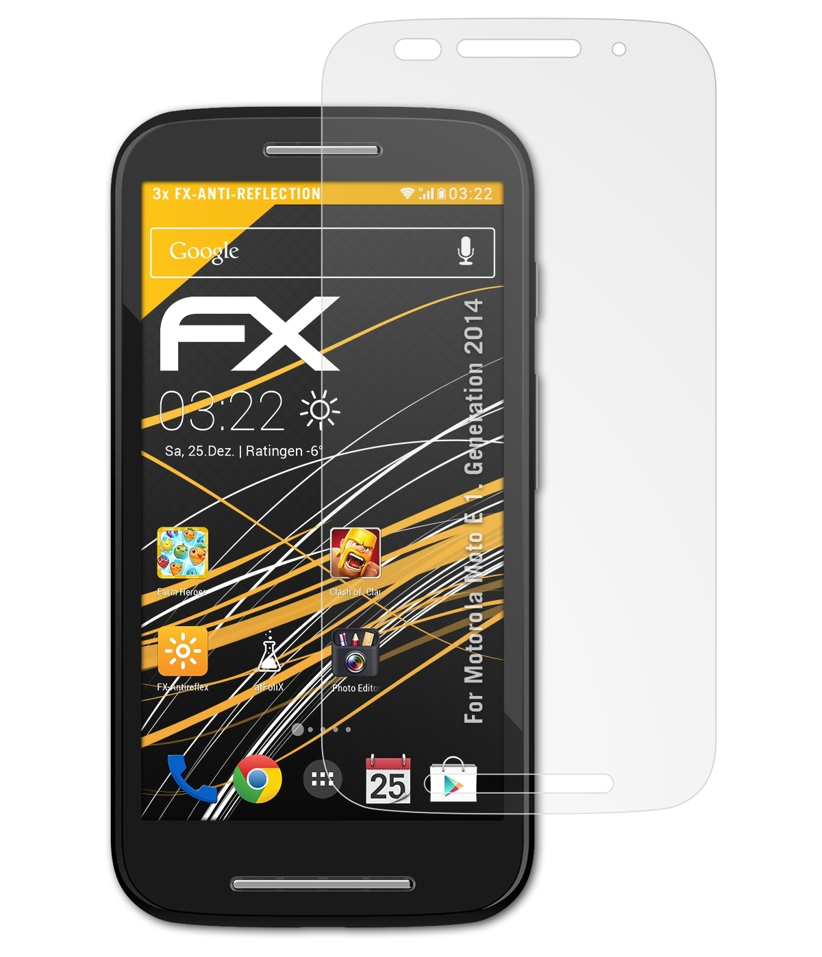 Moto Motorola 3x Displayschutz(für Generation 2014)) FX-Antireflex (1. ATFOLIX E