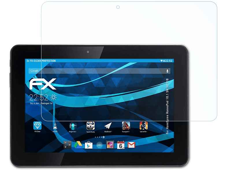 ATFOLIX 2x FX-Clear Displayschutz(für HannSpree HannsPad 10.1 (SN1AT71B)) | Tabletschutzfolien