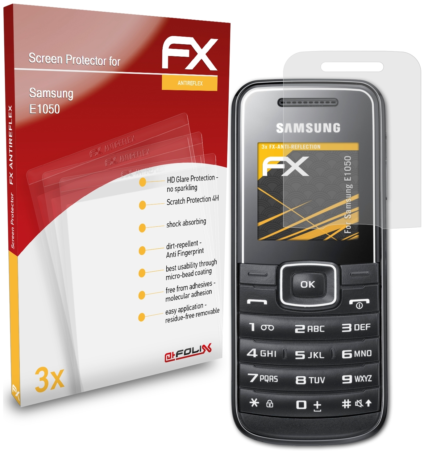 ATFOLIX 3x FX-Antireflex Displayschutz(für Samsung E1050)