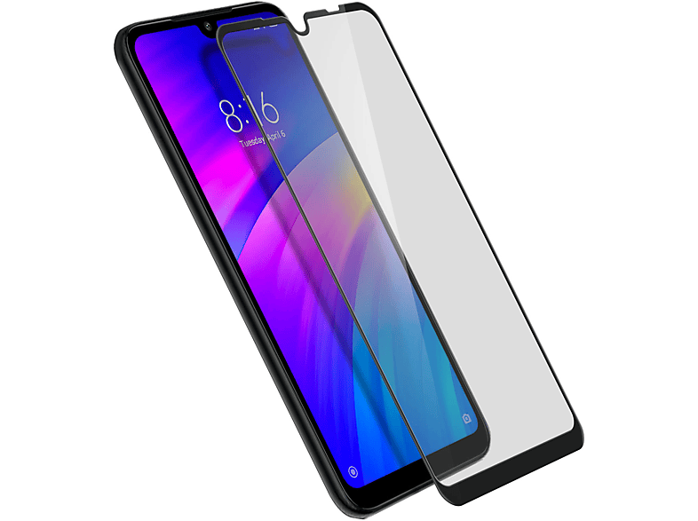 AVIZAR Gehärtetes Glas Schutzfolie mit 9H Härtegrad, Rand Schwarz Glas-Folien(für Xiaomi Redmi 7)