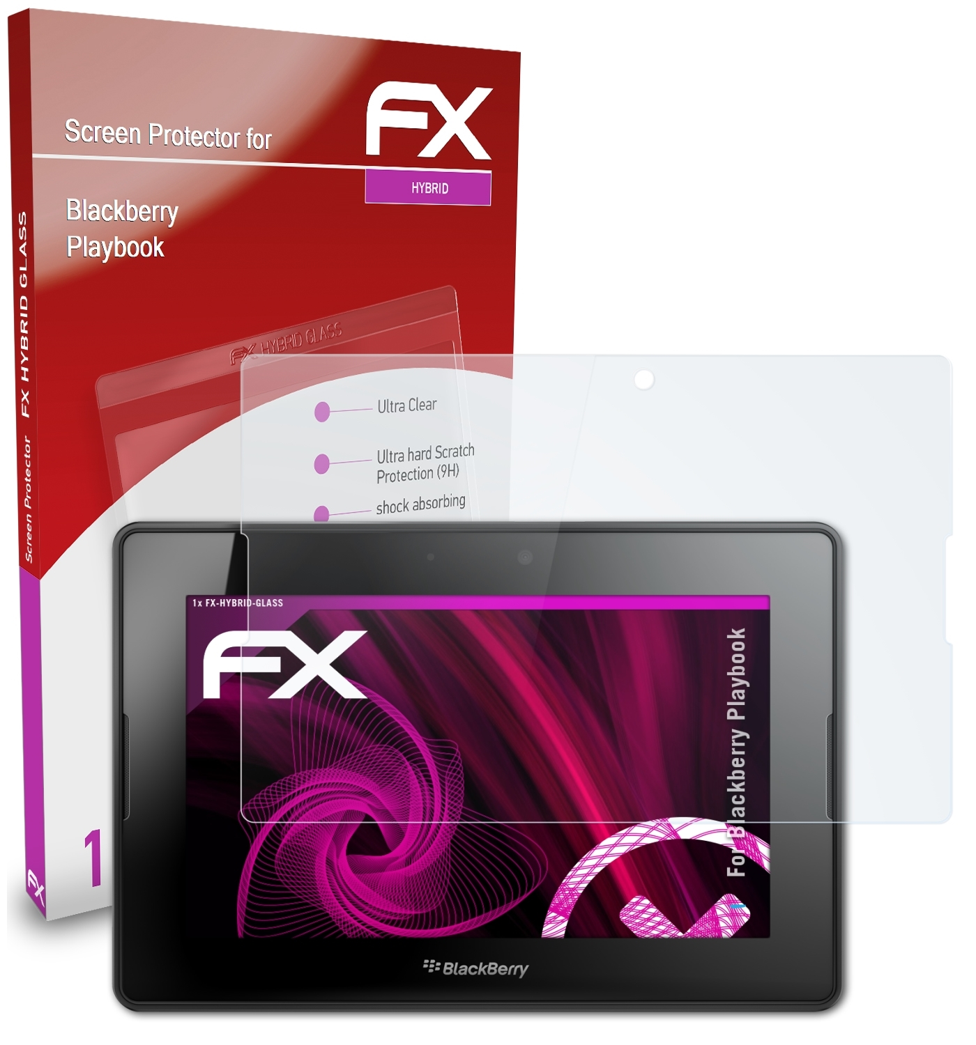 ATFOLIX FX-Hybrid-Glass Schutzglas(für Blackberry Playbook)