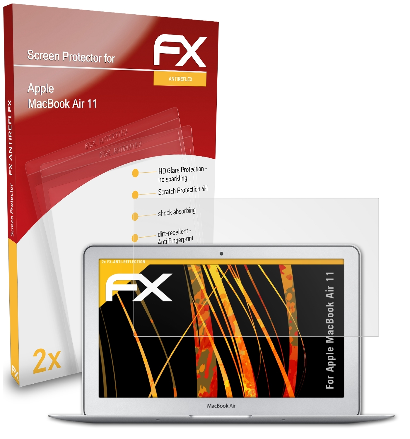 ATFOLIX 2x FX-Antireflex Displayschutz(für Apple 11) Air MacBook