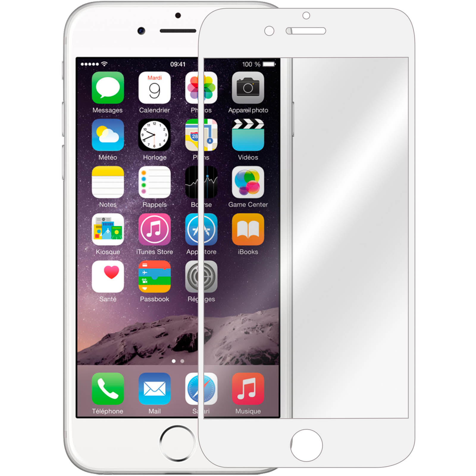 Schutzfolie 9H Glas-Folien(für AVIZAR Gehärtetes Härtegrad, Rand 6S) Weiß Glas Apple mit iPhone