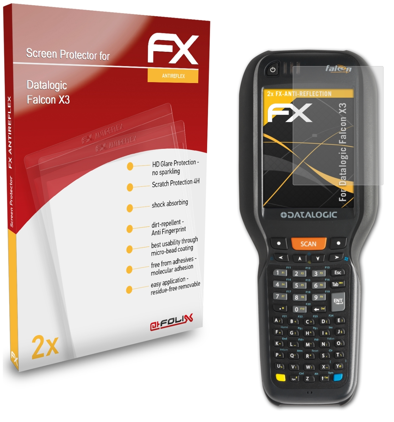 ATFOLIX 2x Displayschutz(für Datalogic Falcon FX-Antireflex X3)