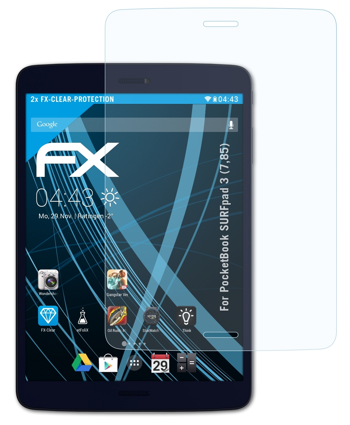 ATFOLIX 2x FX-Clear SURFpad (7,85)) PocketBook Displayschutz(für 3