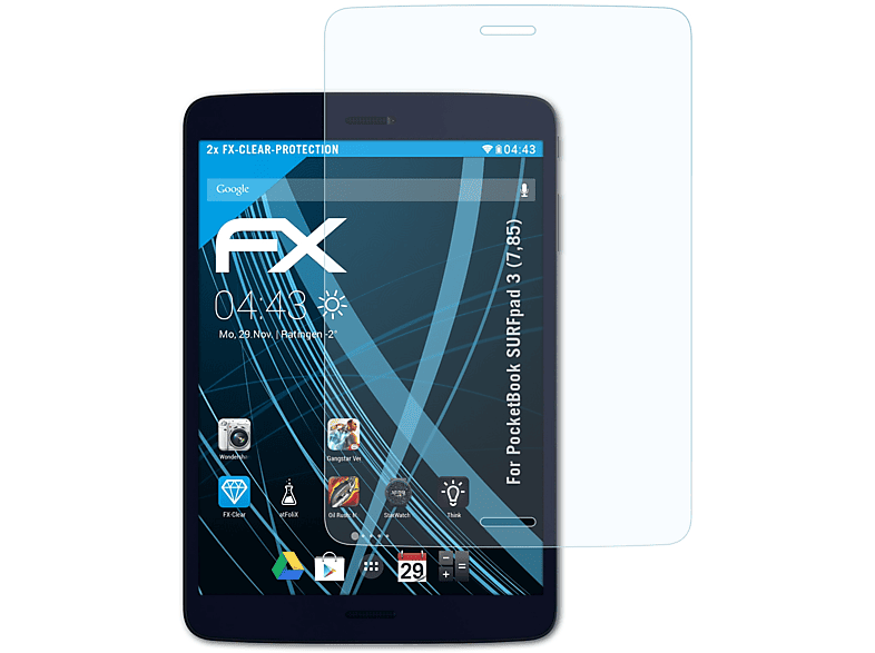 ATFOLIX 2x FX-Clear Displayschutz(für PocketBook SURFpad 3 (7,85))