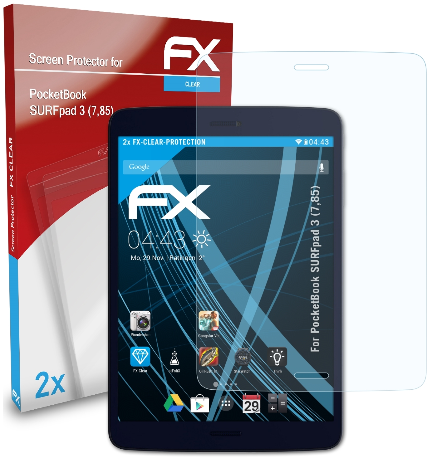 ATFOLIX 2x (7,85)) FX-Clear SURFpad PocketBook 3 Displayschutz(für