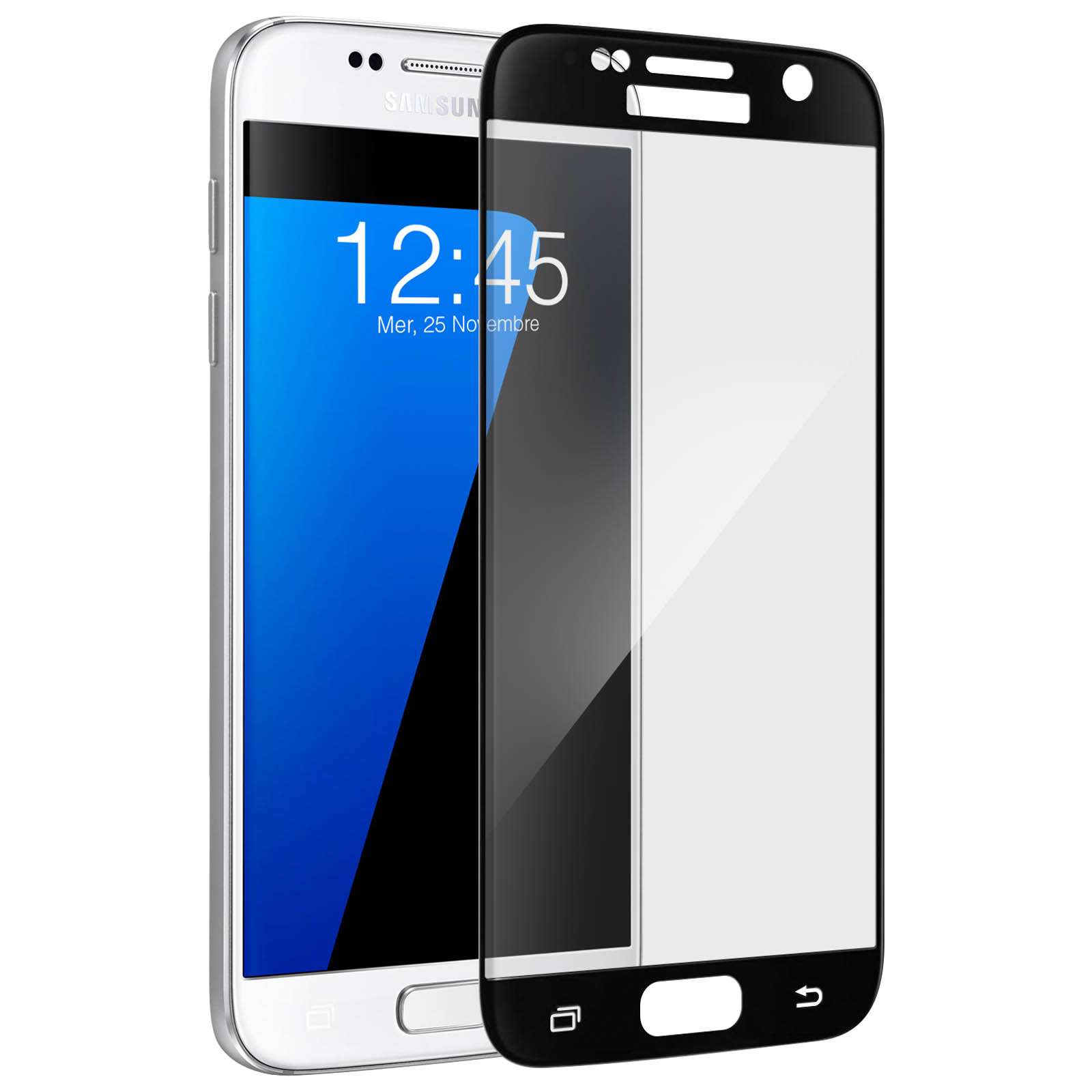AVIZAR Gehärtetes Schwarz Galaxy S7) Schutzfolie Glas-Folien(für Samsung Glas Härtegrad, Rand mit 9H