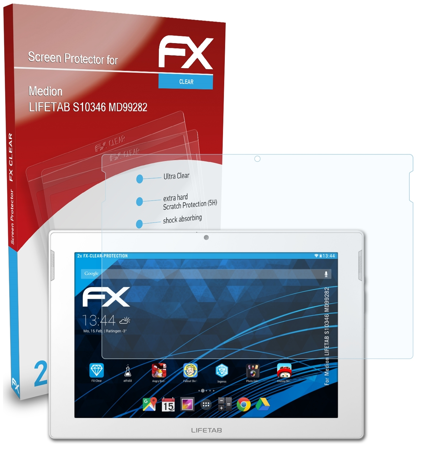 ATFOLIX 2x Displayschutz(für FX-Clear Medion S10346 (MD99282)) LIFETAB