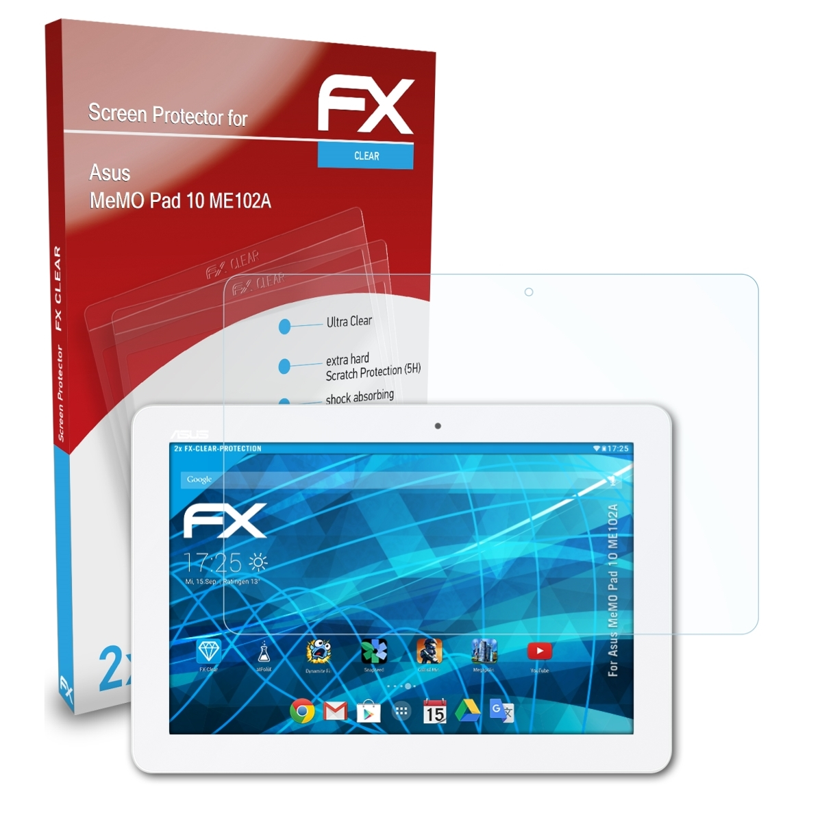 ATFOLIX 2x MeMO FX-Clear (ME102A)) Pad Displayschutz(für 10 Asus