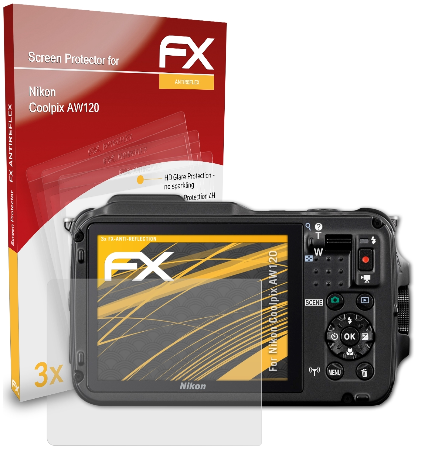ATFOLIX 3x FX-Antireflex Displayschutz(für Nikon AW120) Coolpix