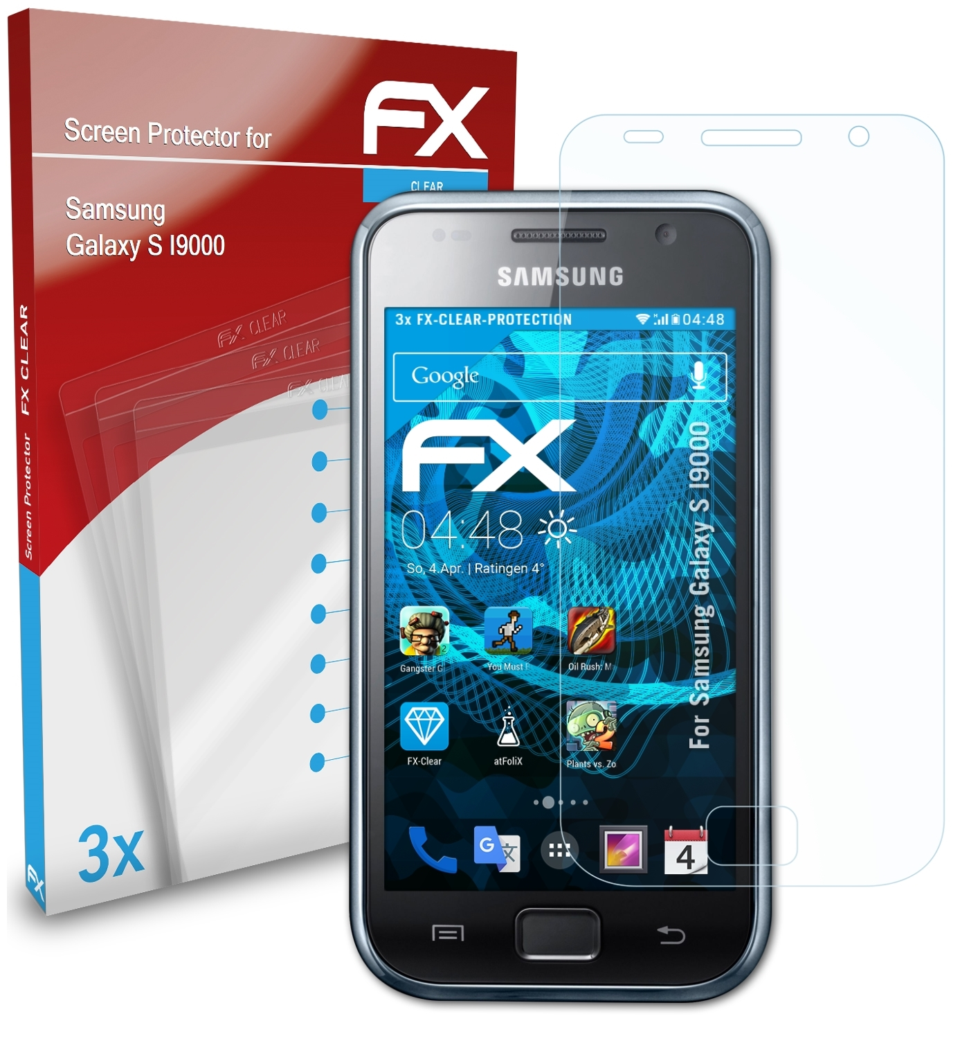 Displayschutz(für Samsung 3x I9000) ATFOLIX FX-Clear S Galaxy