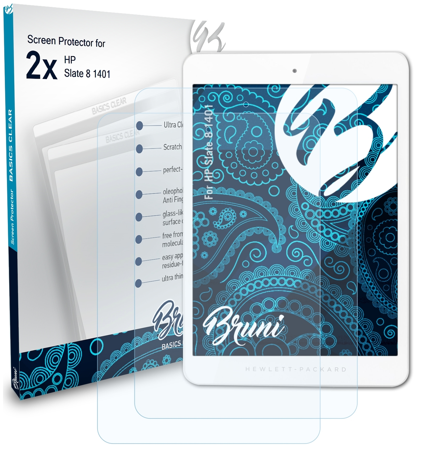 Schutzfolie(für HP 1401) Slate BRUNI 2x 8 Basics-Clear