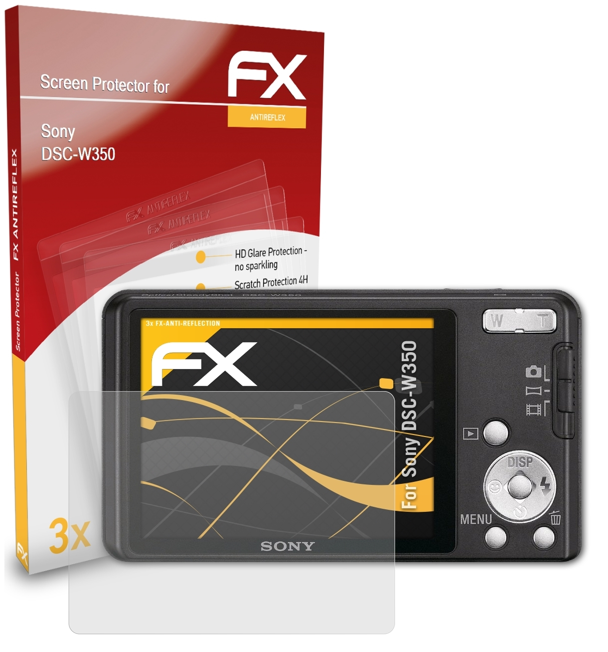 DSC-W350) ATFOLIX 3x Displayschutz(für FX-Antireflex Sony
