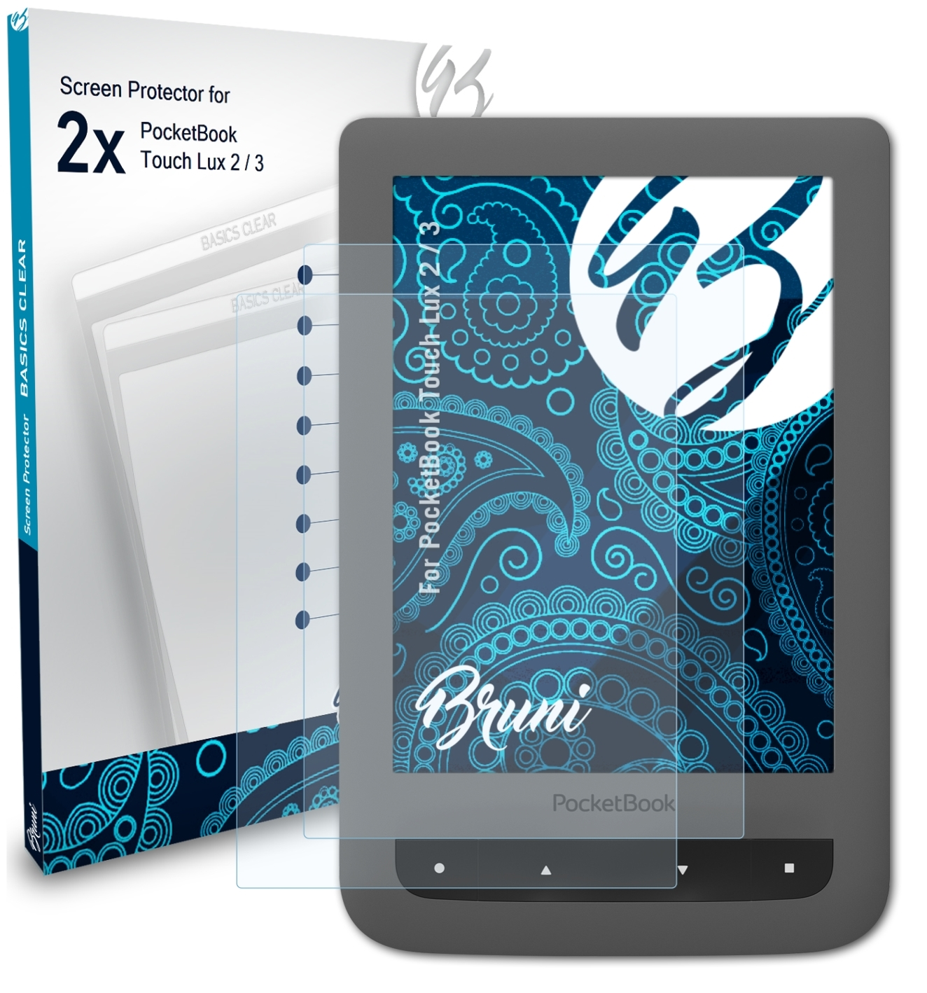 BRUNI 2x Basics-Clear Schutzfolie(für / Touch Lux PocketBook 2 3)