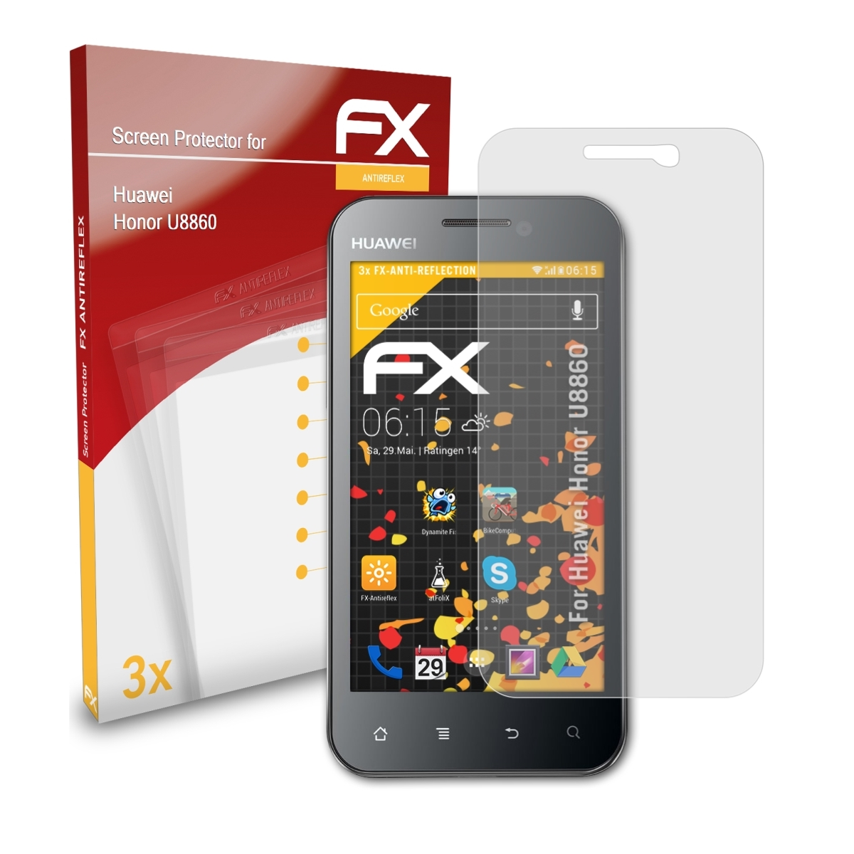 Displayschutz(für 3x Huawei Honor (U8860)) ATFOLIX FX-Antireflex