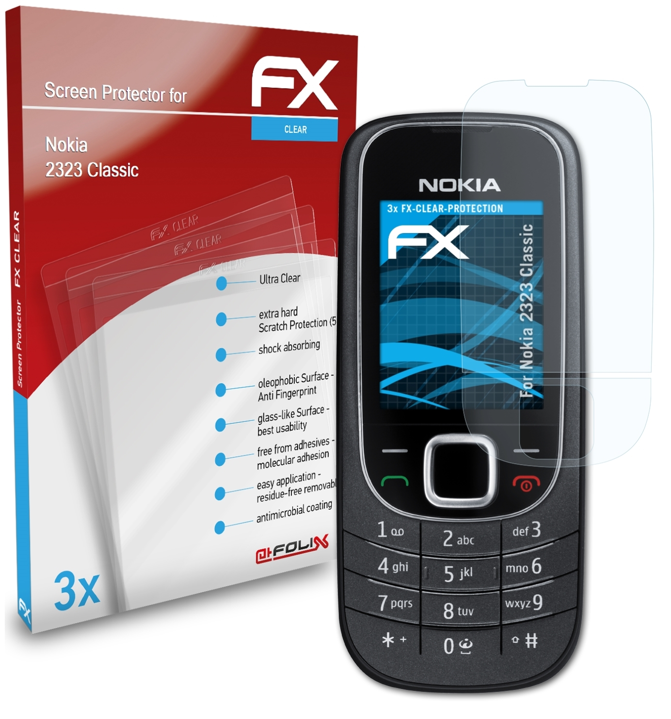 ATFOLIX 3x FX-Clear Displayschutz(für Classic) Nokia 2323
