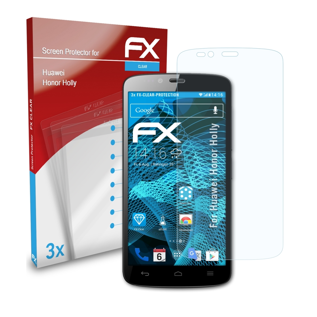 ATFOLIX 3x FX-Clear Honor Displayschutz(für Huawei Holly)
