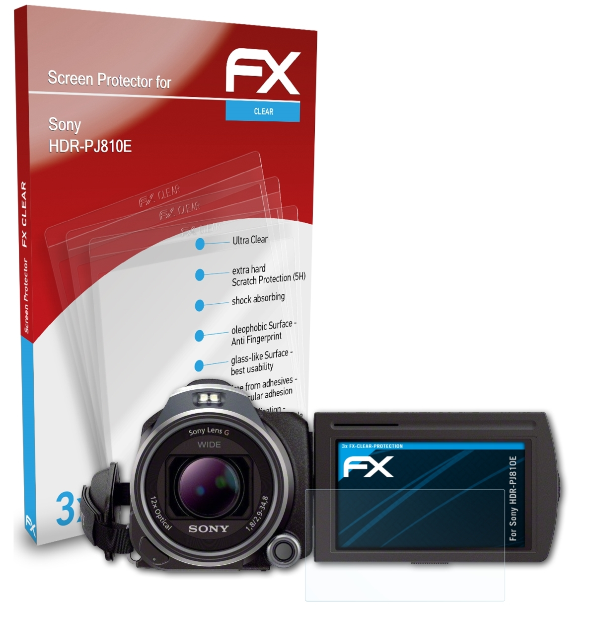 ATFOLIX Displayschutz(für Sony 3x FX-Clear HDR-PJ810E)